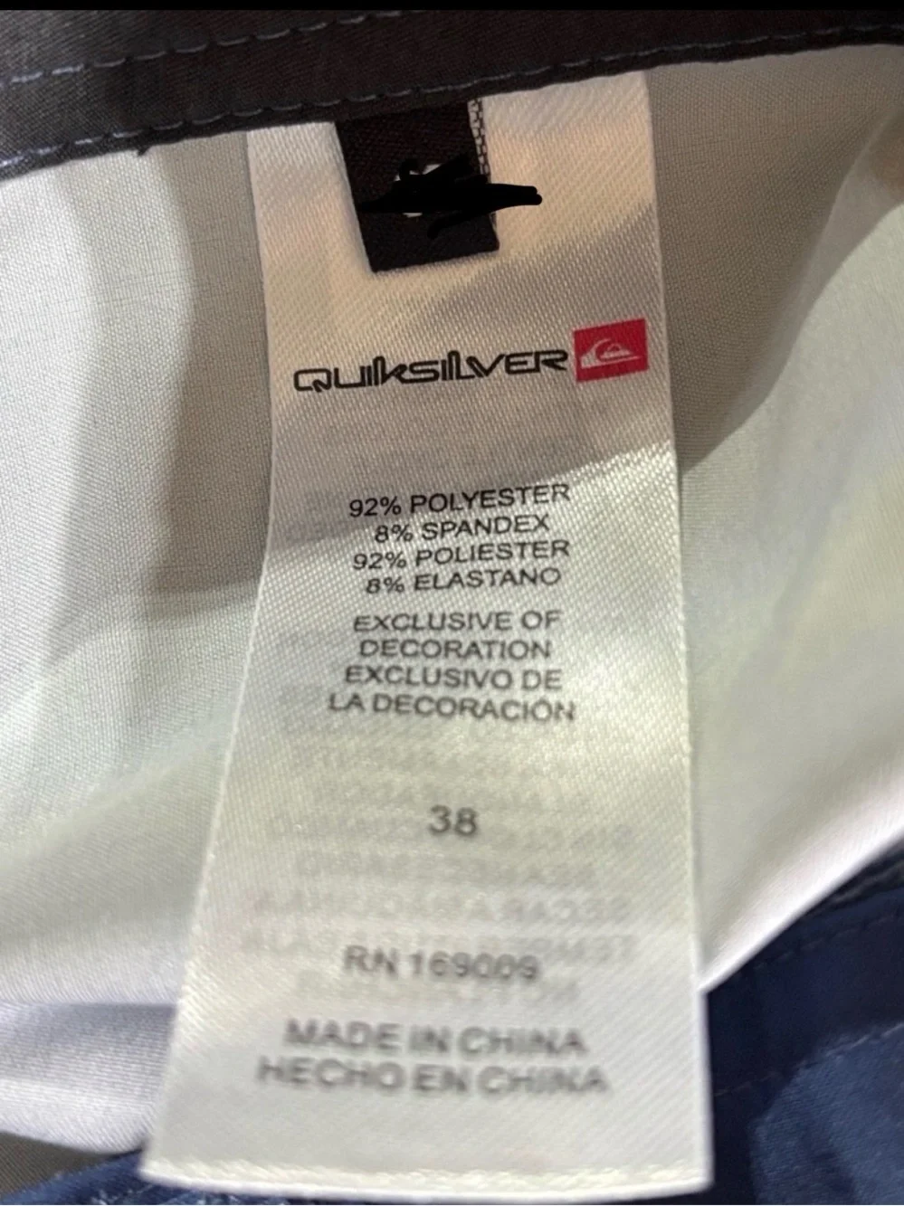 Quicksilver Board Shorts/Swim Trunks, drawstring waist,back Velcro vented pocket